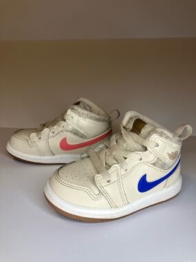 Nike Jordan 1 Mid 6C Utility "Fleece" Sneakers in the Pearl White- Toddler Shoes